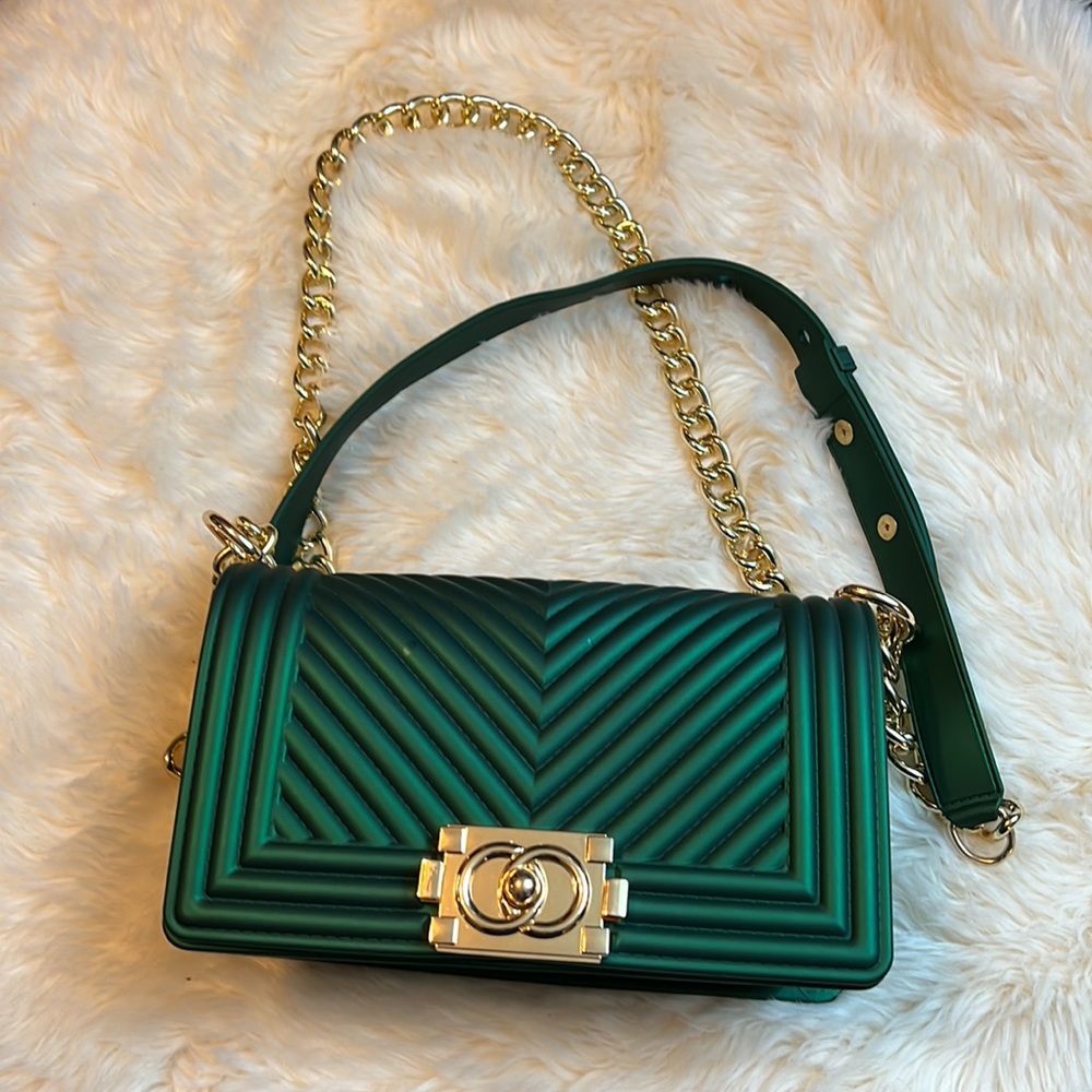 Green Chevron Crossbody Jelly Boy Bag